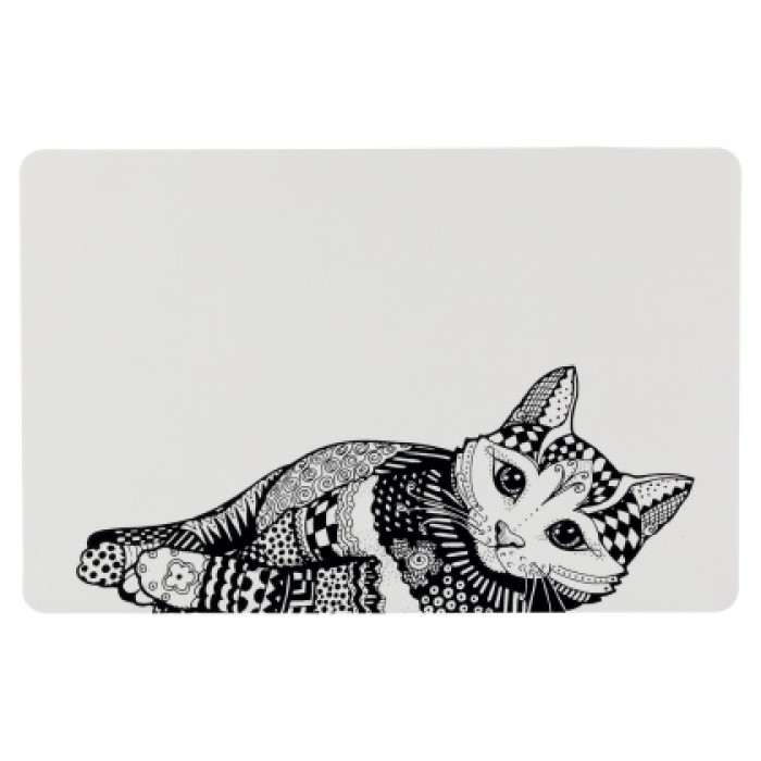 Коврик под миску"Zentangle" TRIXIE , 44х28см,белый/черный